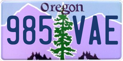 OR license plate 985VAE