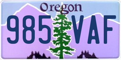 OR license plate 985VAF