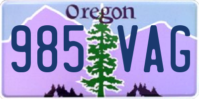 OR license plate 985VAG