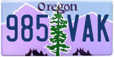 OR license plate 985VAK