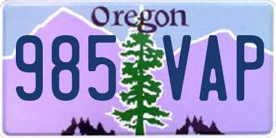 OR license plate 985VAP