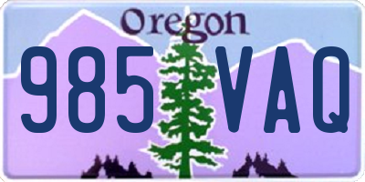 OR license plate 985VAQ