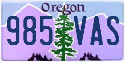 OR license plate 985VAS