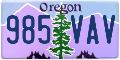 OR license plate 985VAV