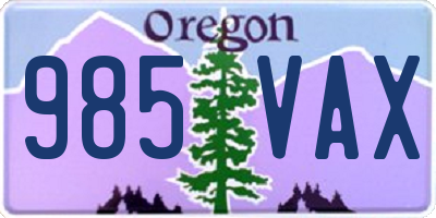 OR license plate 985VAX