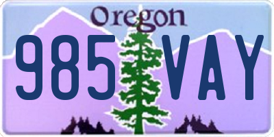 OR license plate 985VAY