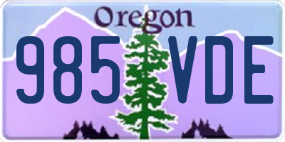 OR license plate 985VDE