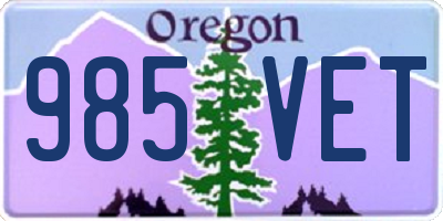 OR license plate 985VET