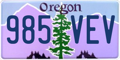 OR license plate 985VEV
