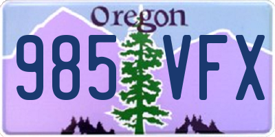 OR license plate 985VFX