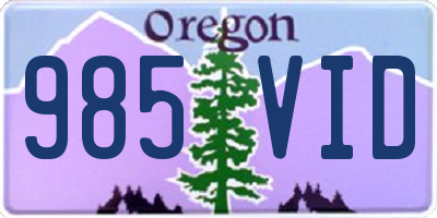 OR license plate 985VID