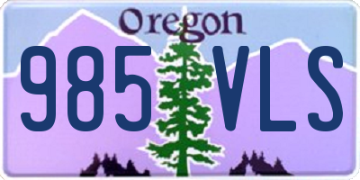 OR license plate 985VLS
