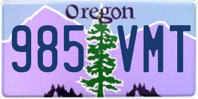 OR license plate 985VMT