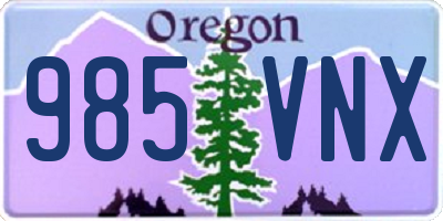 OR license plate 985VNX