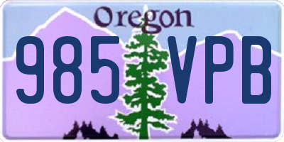 OR license plate 985VPB