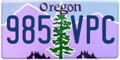 OR license plate 985VPC