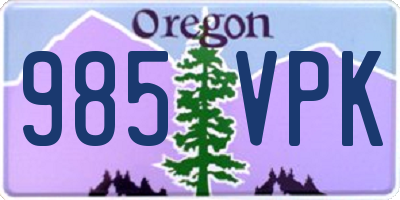 OR license plate 985VPK