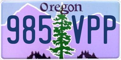 OR license plate 985VPP