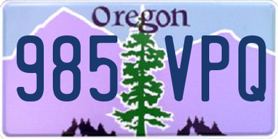 OR license plate 985VPQ