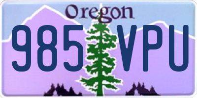 OR license plate 985VPU