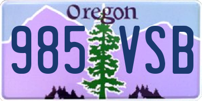 OR license plate 985VSB