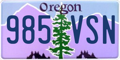 OR license plate 985VSN