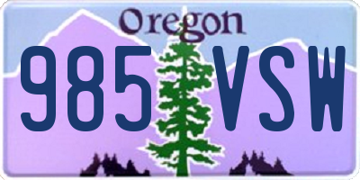 OR license plate 985VSW