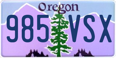 OR license plate 985VSX