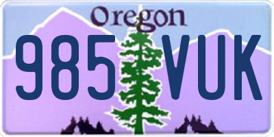 OR license plate 985VUK