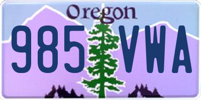 OR license plate 985VWA