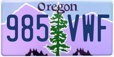 OR license plate 985VWF