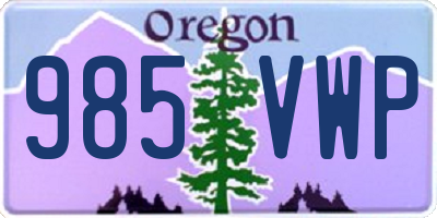 OR license plate 985VWP