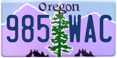 OR license plate 985WAC