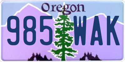 OR license plate 985WAK