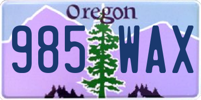OR license plate 985WAX