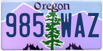 OR license plate 985WAZ