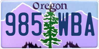 OR license plate 985WBA