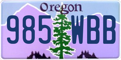 OR license plate 985WBB