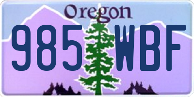 OR license plate 985WBF