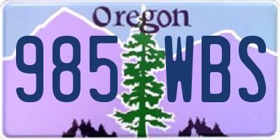 OR license plate 985WBS