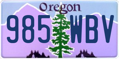 OR license plate 985WBV
