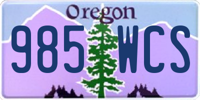OR license plate 985WCS