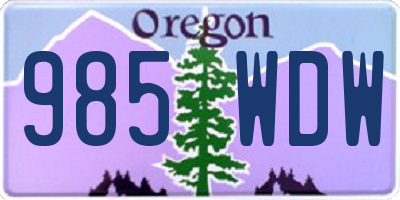 OR license plate 985WDW