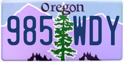OR license plate 985WDY