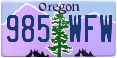 OR license plate 985WFW