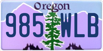 OR license plate 985WLB