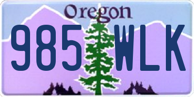 OR license plate 985WLK