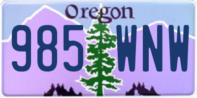 OR license plate 985WNW
