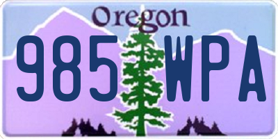 OR license plate 985WPA