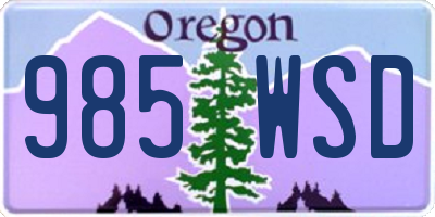 OR license plate 985WSD
